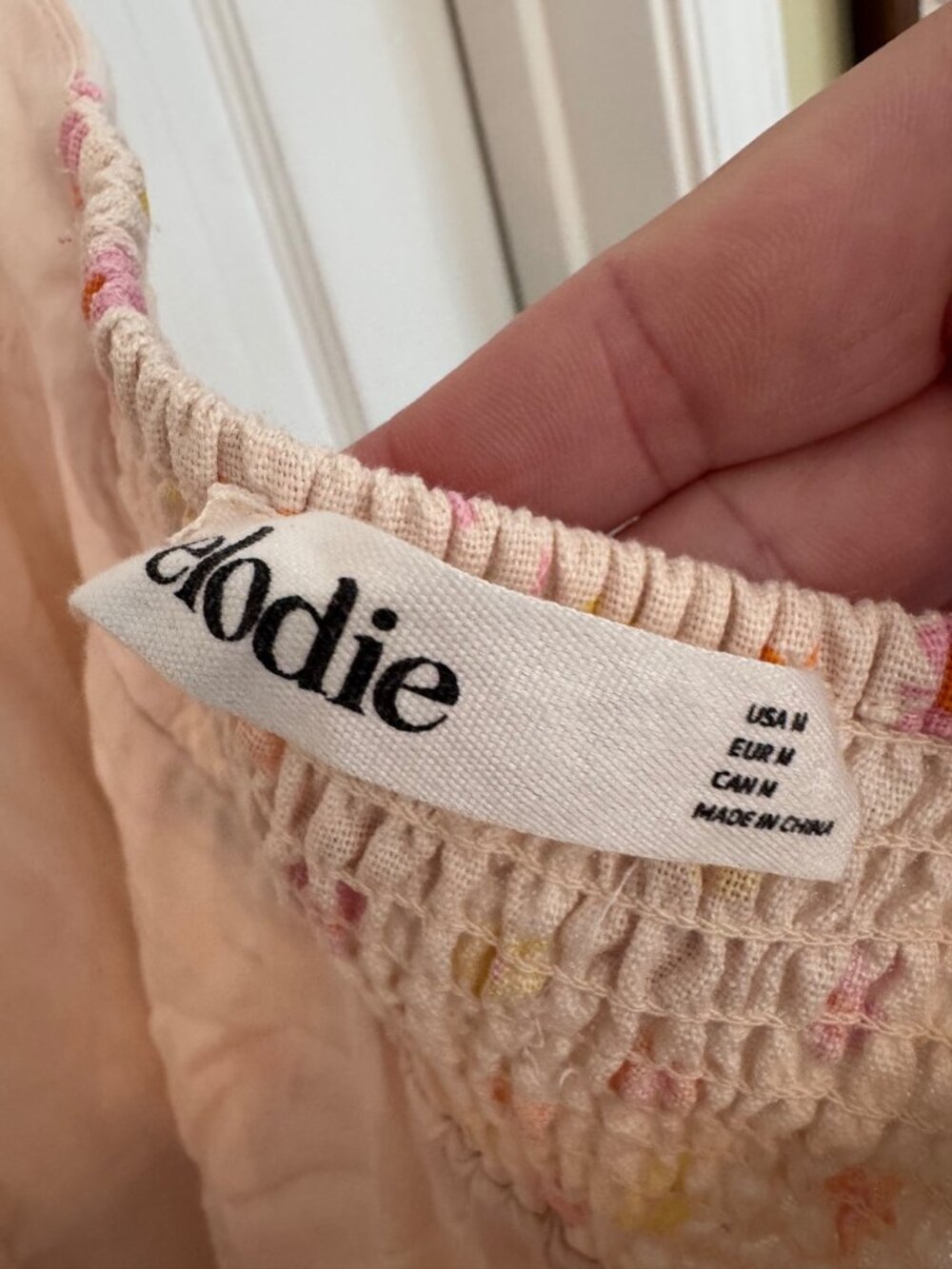 Elodie Flower Power Halter Top Mini Dress Sun Ivory Cream Linen Blend Smocking M - Picture 12 of 12